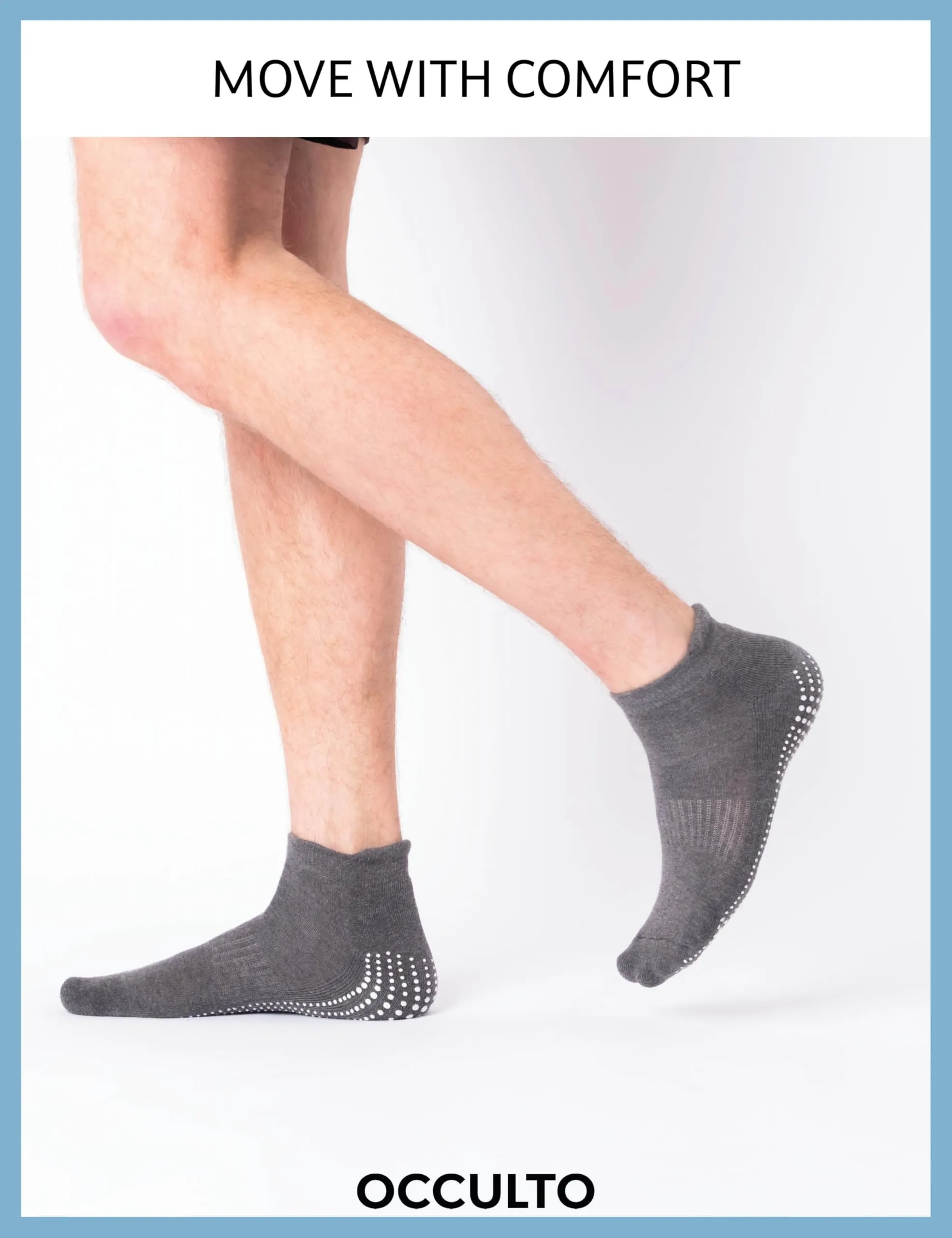 Occulto Calzini Antiscivolo per Donna e Uomo, Yoga Pilates e Fitness, 2 Paia, Blu, 35-38 - immagine 6