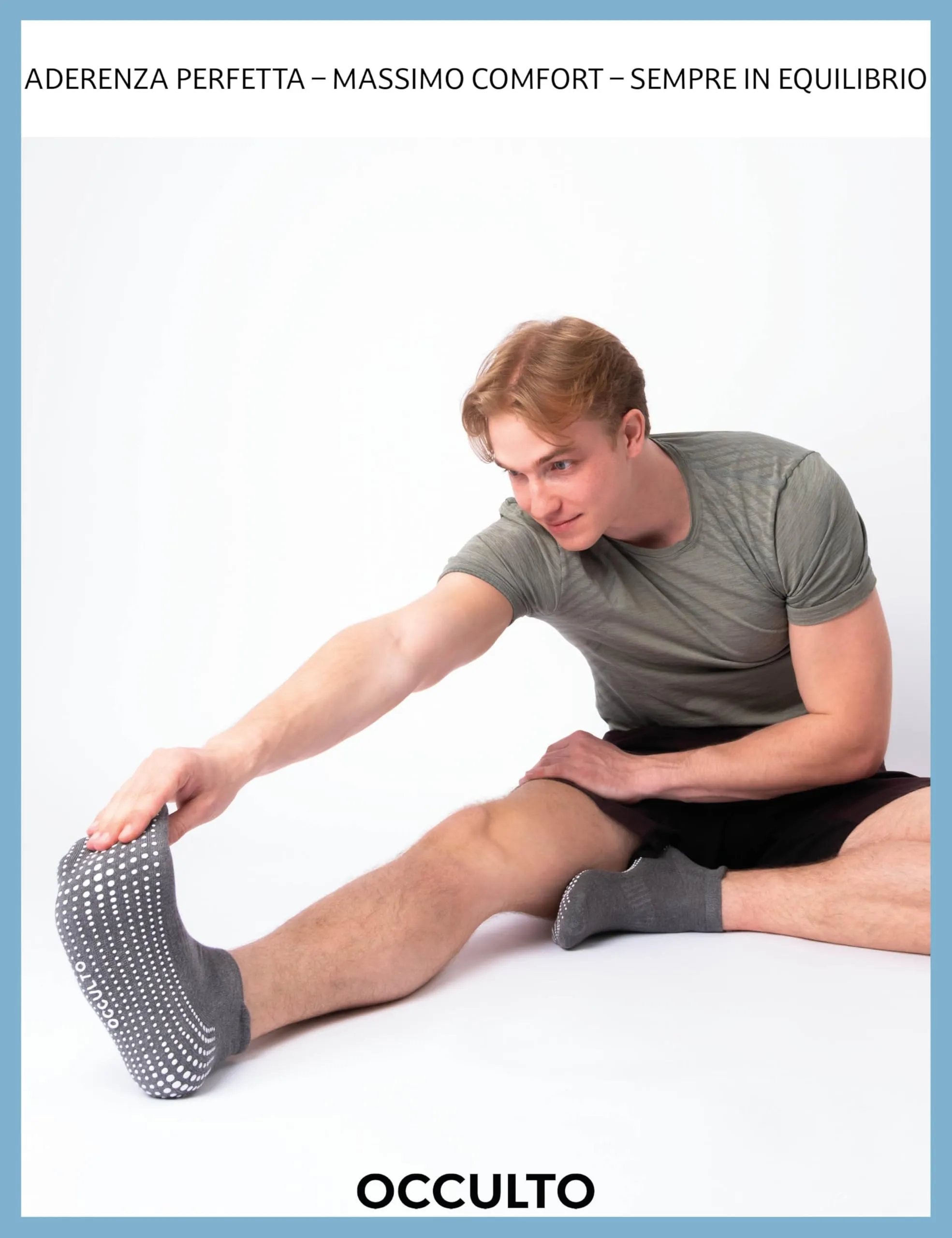 Occulto Calzini Antiscivolo per Donna e Uomo, Yoga Pilates e Fitness, 2 Paia, Blu 39-42 - immagine 4