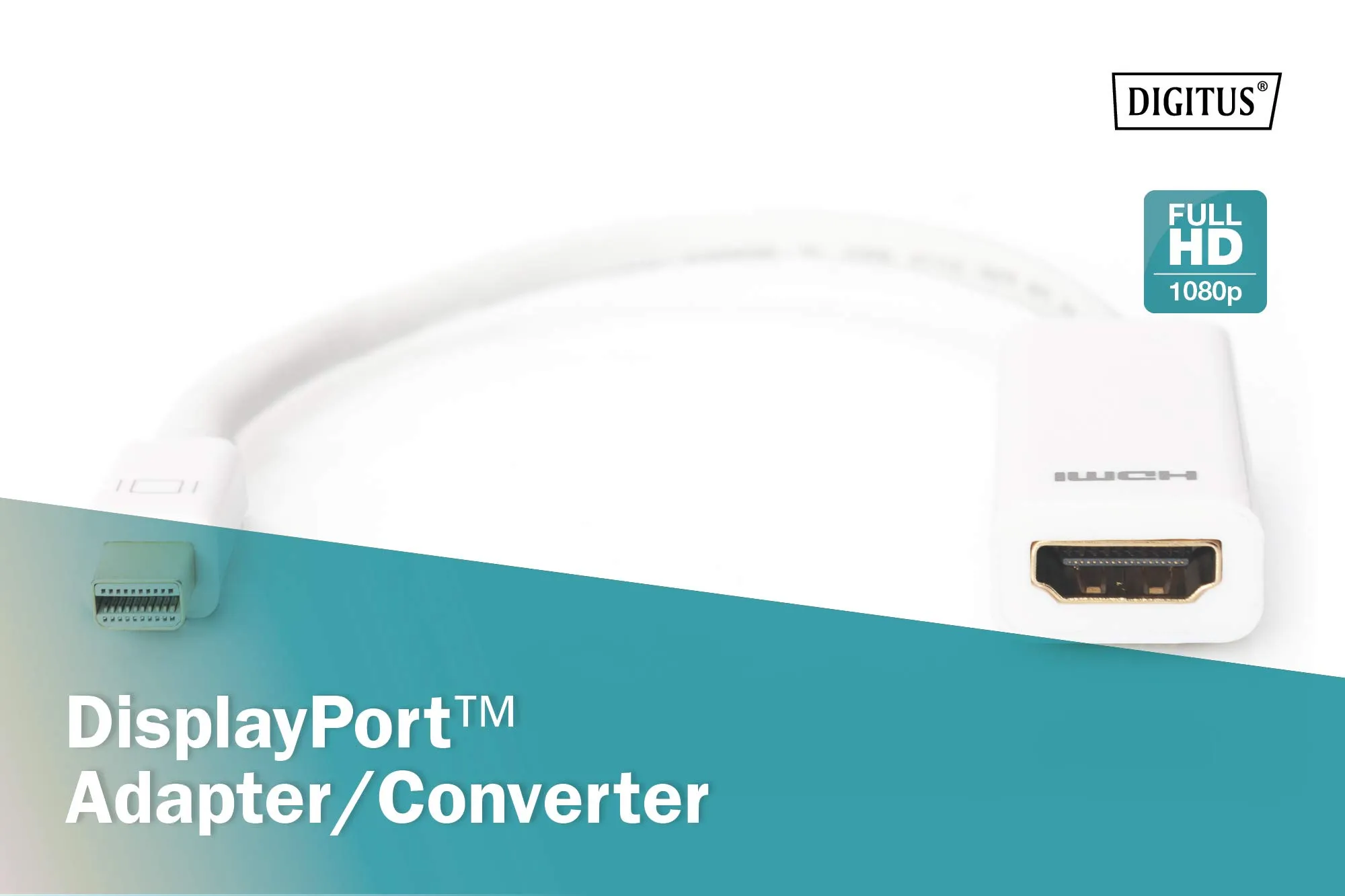 DIGITUS Adattatore Mini DisplayPort a HDMI, Full HD 60Hz, DP++ Dual-Mode, Bianco (AK-340404-001-W) - immagine 7
