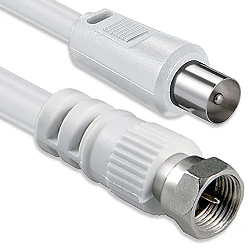1aTTack.de Cavo adattatore antenna satellitare, 2,5 metri, connettori F schermati, bianco - immagine 1