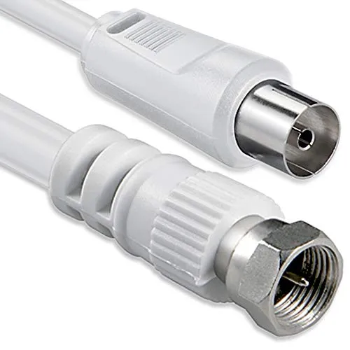 1aTTack.de Cavo Adattatore Antenna SAT, 5 Metri, Connettore F a Presa Coassiale, Bianco, Ku 80dB - immagine 1
