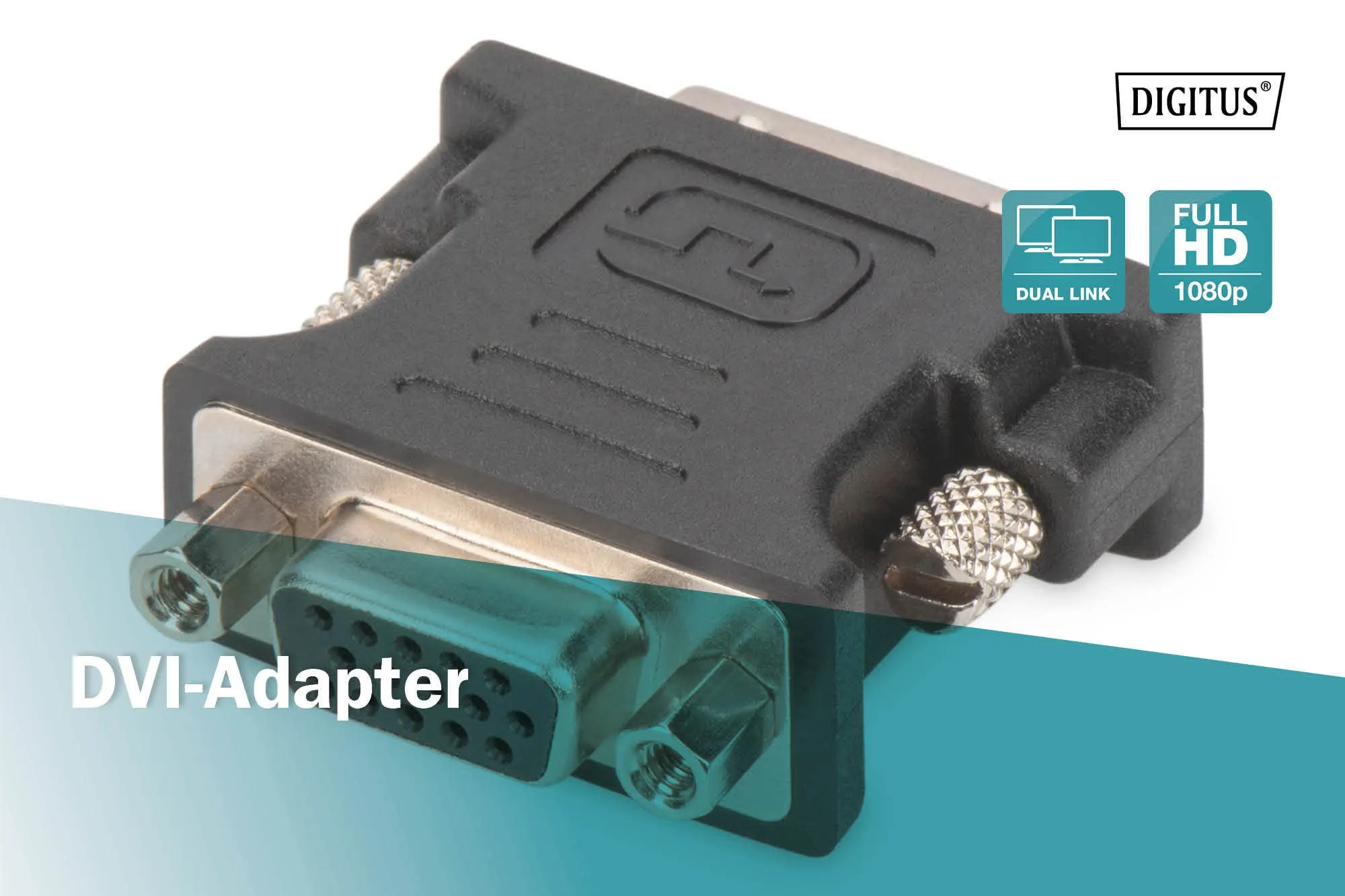 Digitus AK-320504-000-S Adattatore DVI-I (24+5) a HD15 M/F Dual Link, Nero - immagine 4