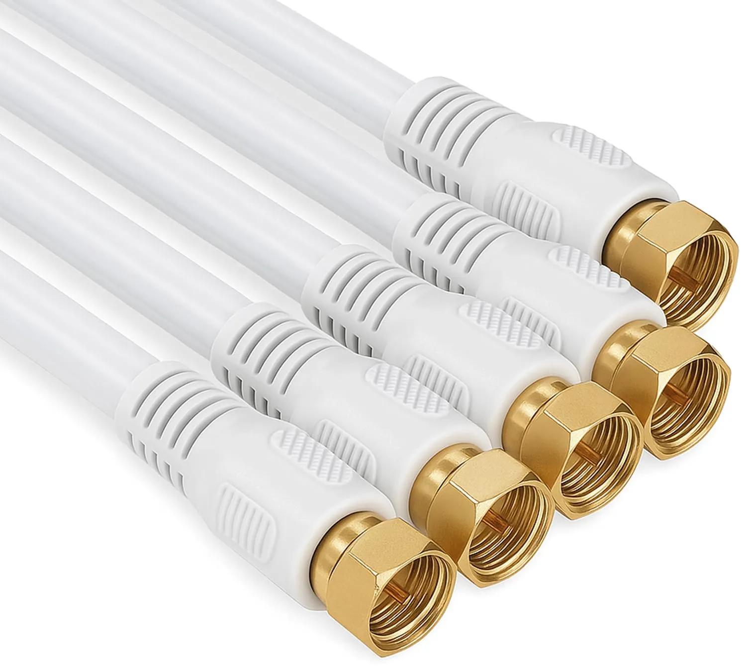 1aTTack.de Cavo Antenna SAT F-F Placcato Oro 1,5m Bianco (5 Pezzi) - immagine 1
