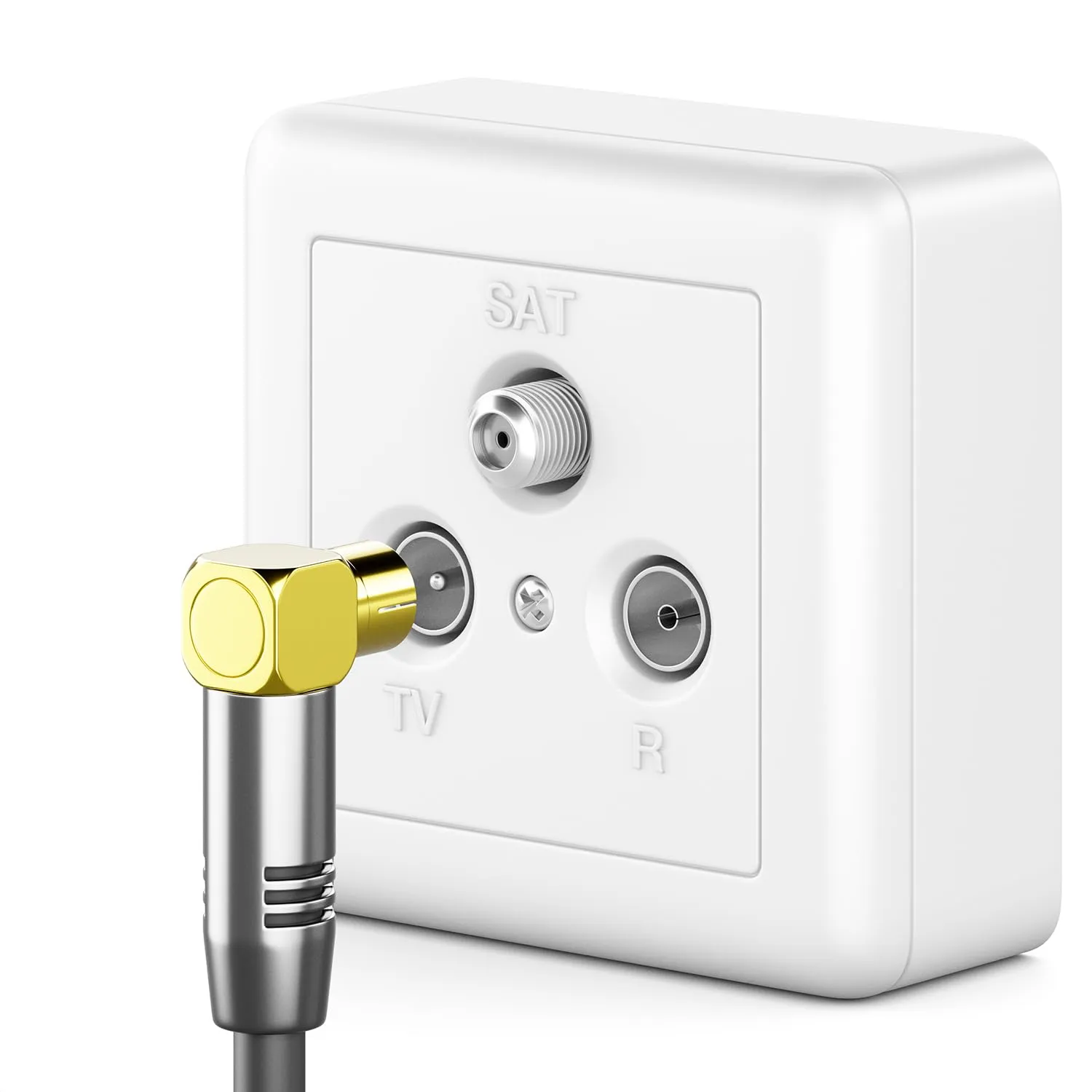 deleyCON 5m Cavo Antenna TV 4K Coassiale, Spina IEC (90°) a Presa IEC (90°), Nero - immagine 2
