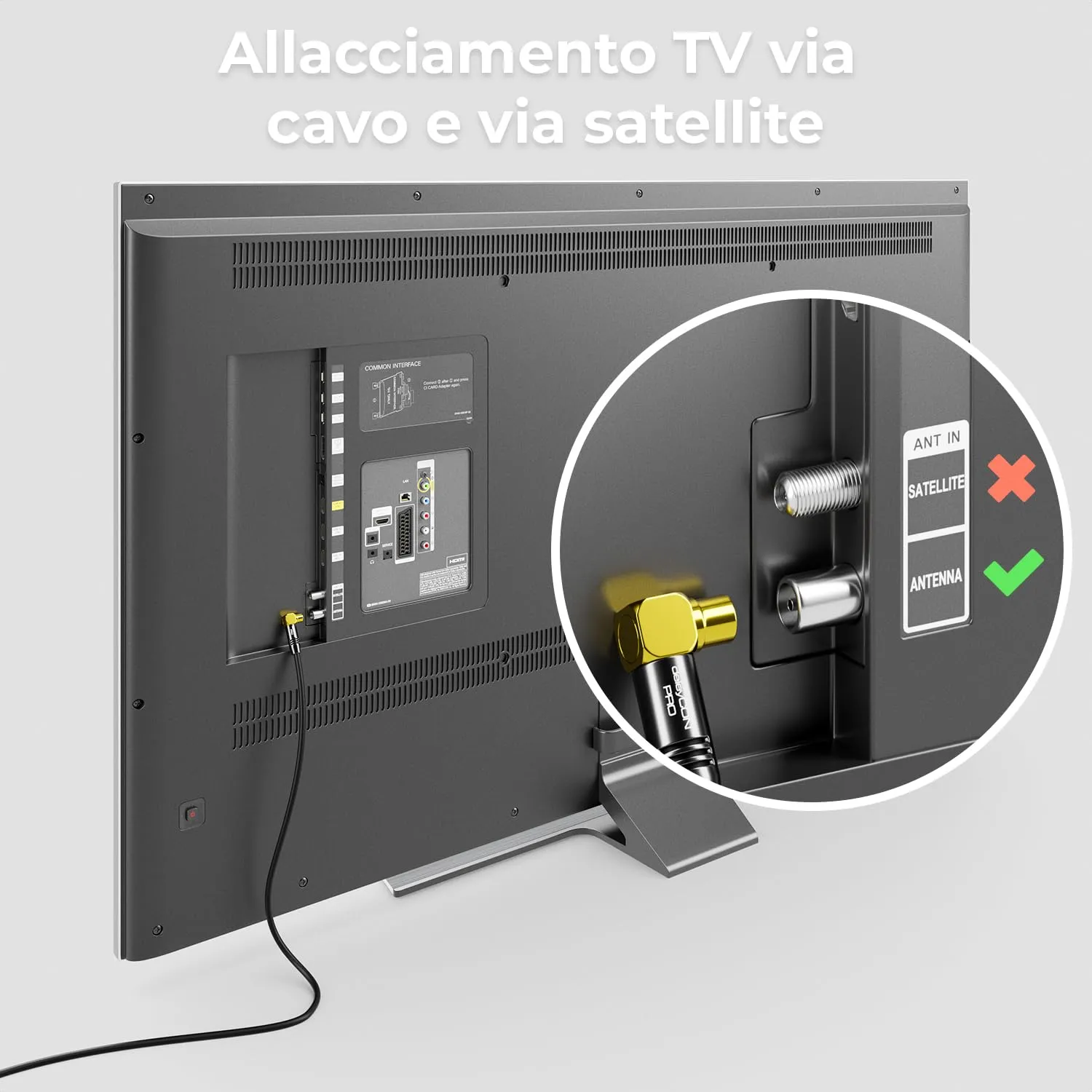deleyCON Cavo Antenna TV 15m Coassiale 4K Ultra HD, Spina IEC 90° a Presa IEC 90°, Nero - immagine 5