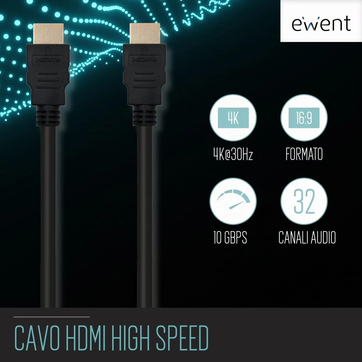 Ewent Cavo HDMI con Ethernet 4K 30Hz UHD 2m - Nero - immagine 3