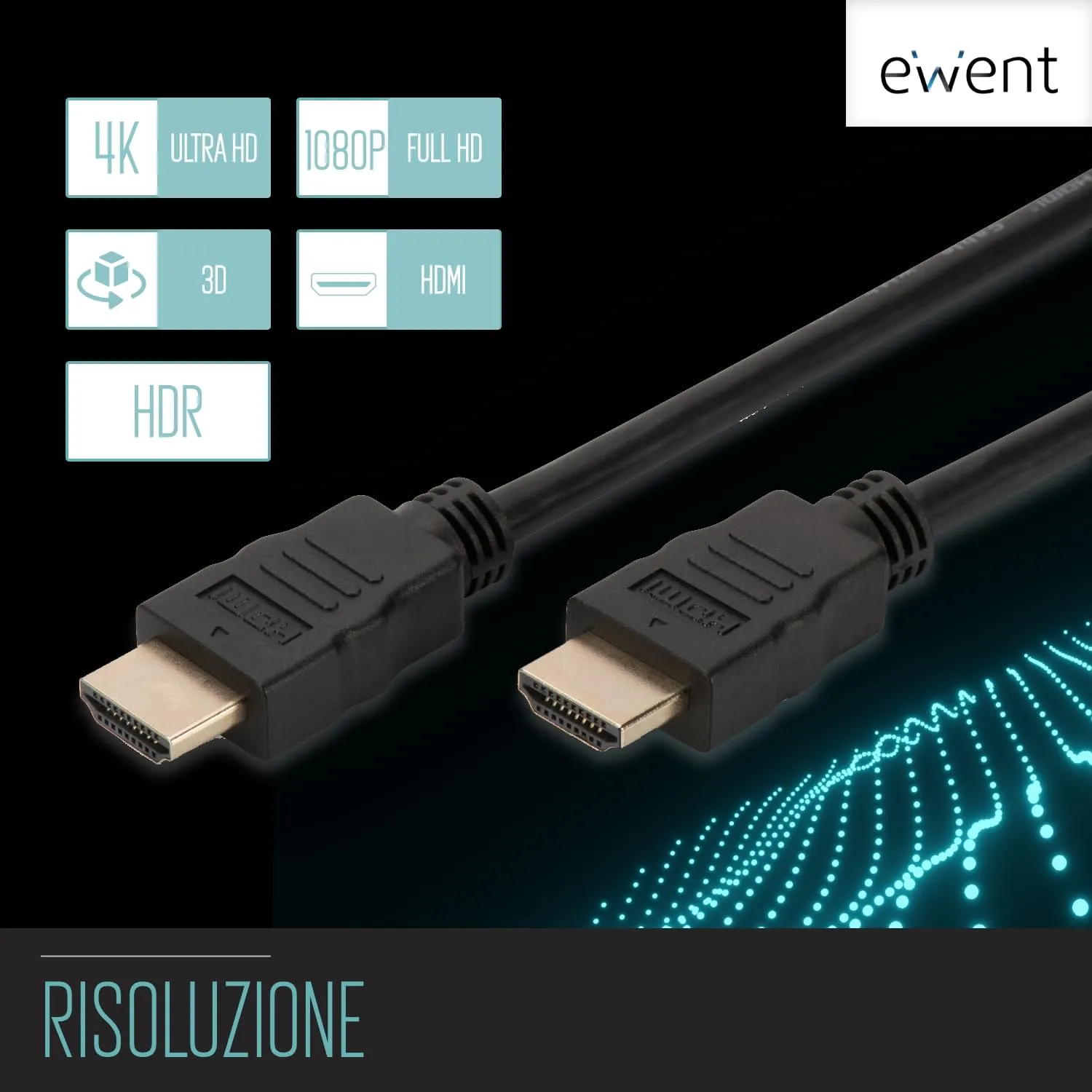 Ewent Cavo HDMI con Ethernet 4K 30Hz UHD 2m - Nero - immagine 4