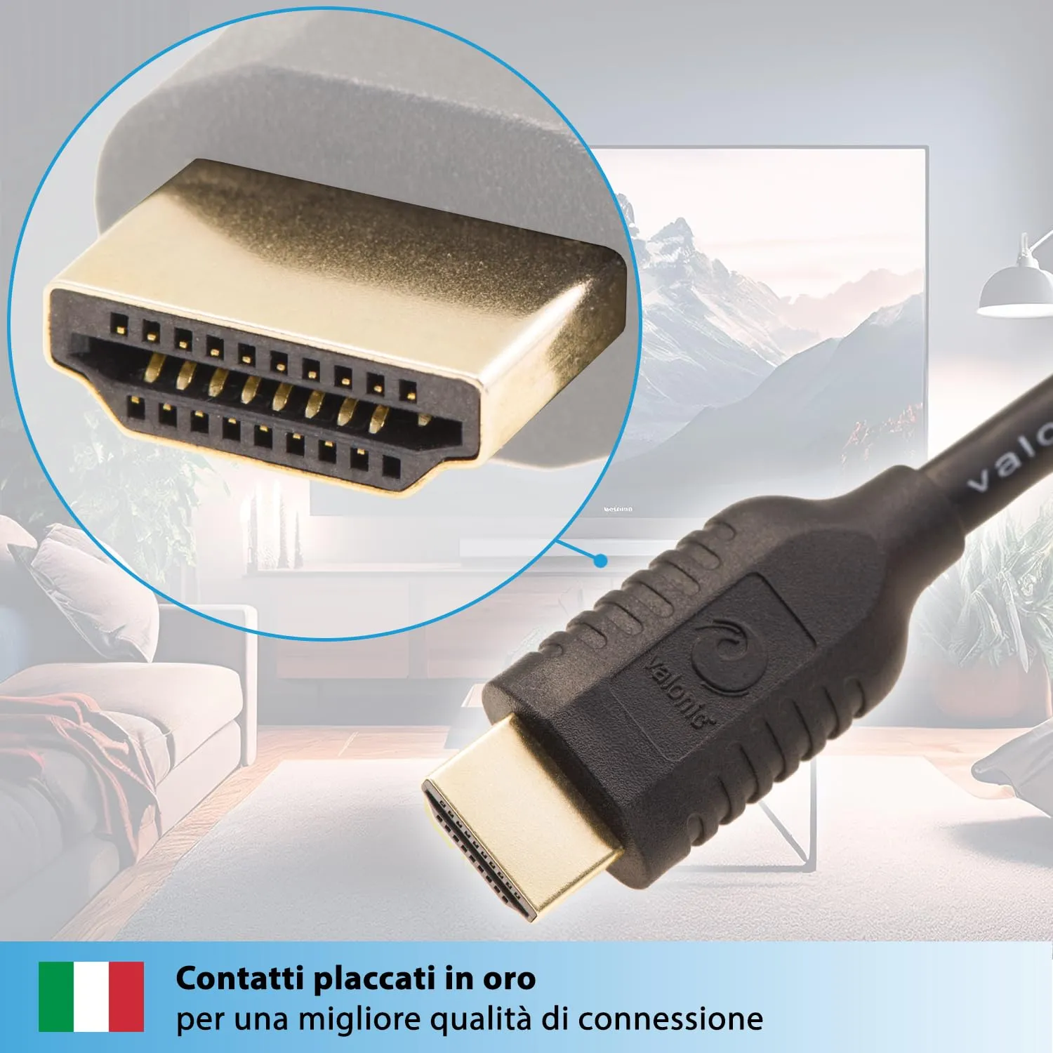 valonic Cavo HDMI 3m, HDR ARC, High Speed 4K Ultra HD, Nero - immagine 6