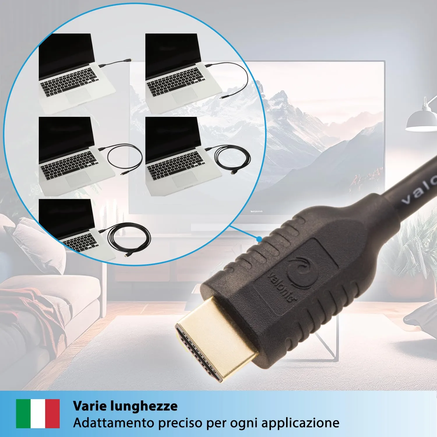 valonic Cavo HDMI 3m, HDR ARC, High Speed 4K Ultra HD, Nero - immagine 8