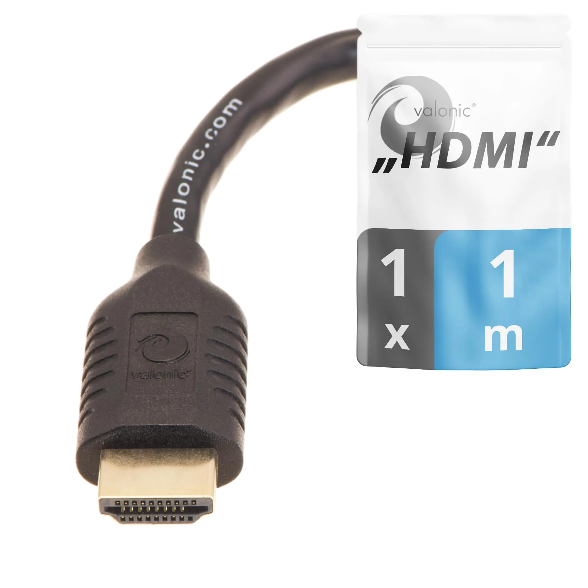 Valonic Cavo HDMI 4K Ultra HD, 1m, HDR, ARC, Nero - immagine 1
