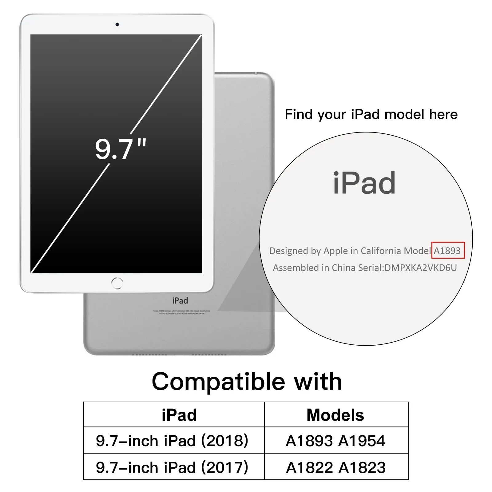 JETech Custodia per iPad 6ª/5ª Gen 9,7" (2018/2017), Nero - immagine 2