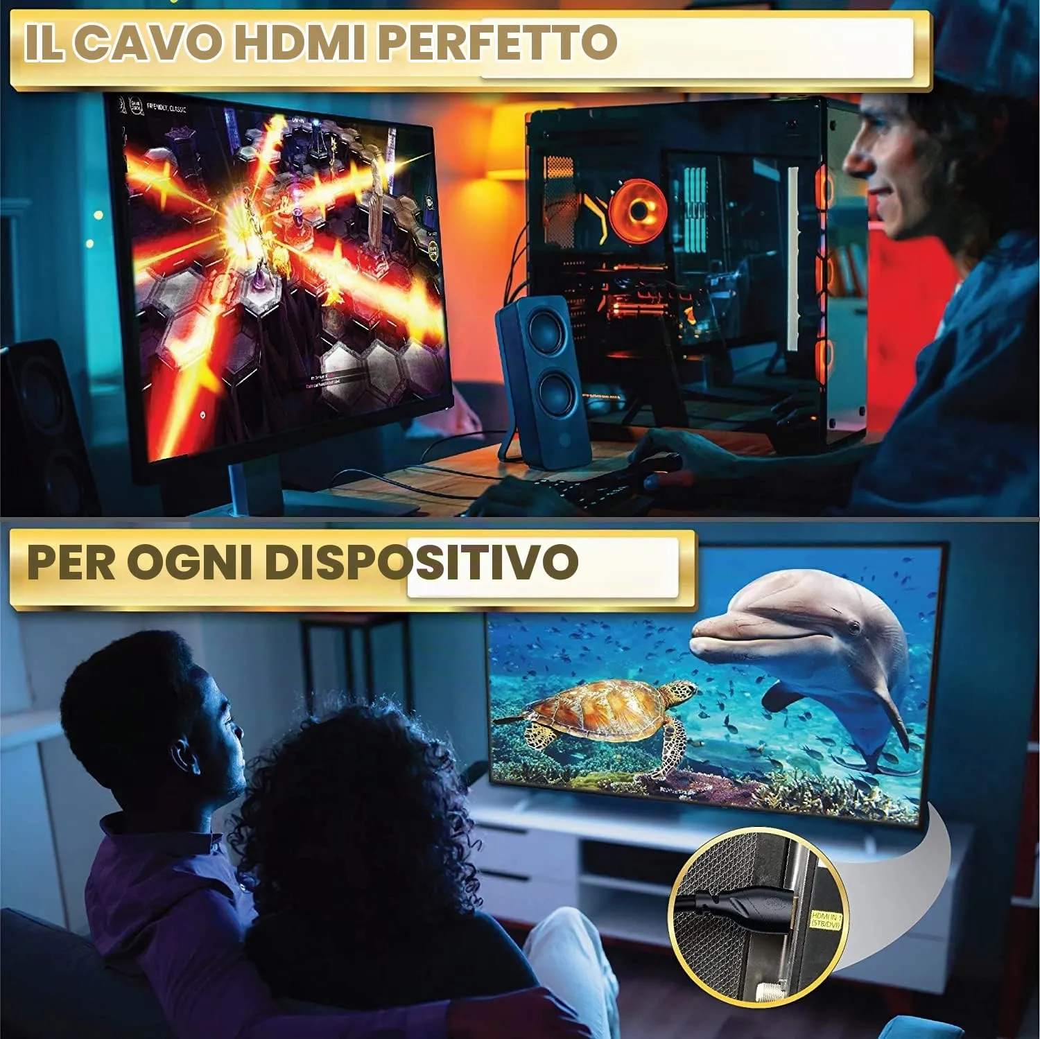 PowerBear Cavo HDMI 4K 2 m, Confezione da 2, 60 Hz, Ultra HD, ARC, Nylon Intrecciato - immagine 7