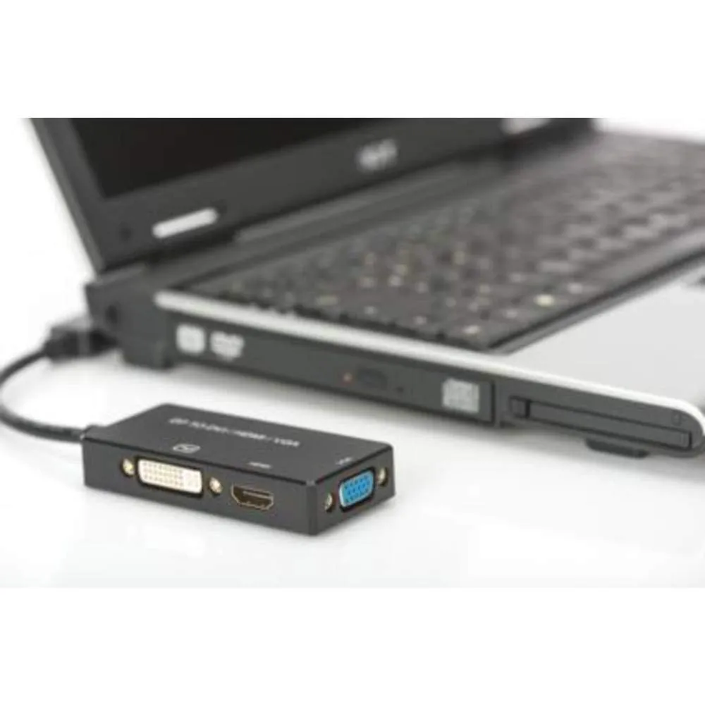 DIGITUS Adattatore DisplayPort a DVI-D, HDMI e VGA, UltraHD 4K 30Hz, AK-340418-002-S, Nero - immagine 4