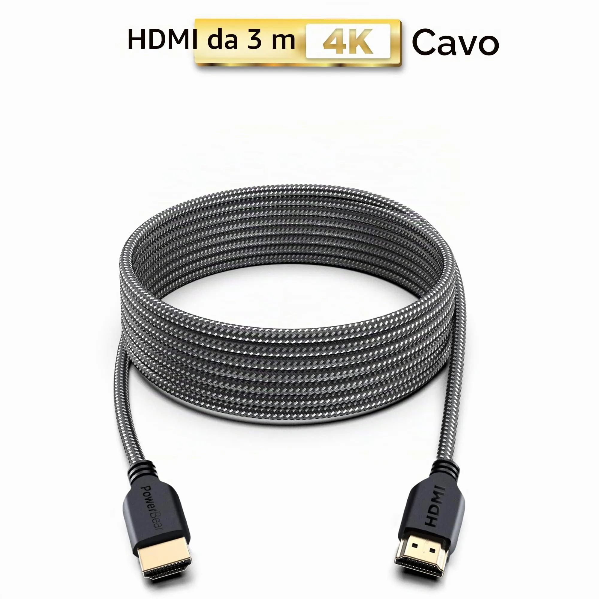 PowerBear Cavo HDMI 4K 3 m, Confezione da 2 - immagine 2