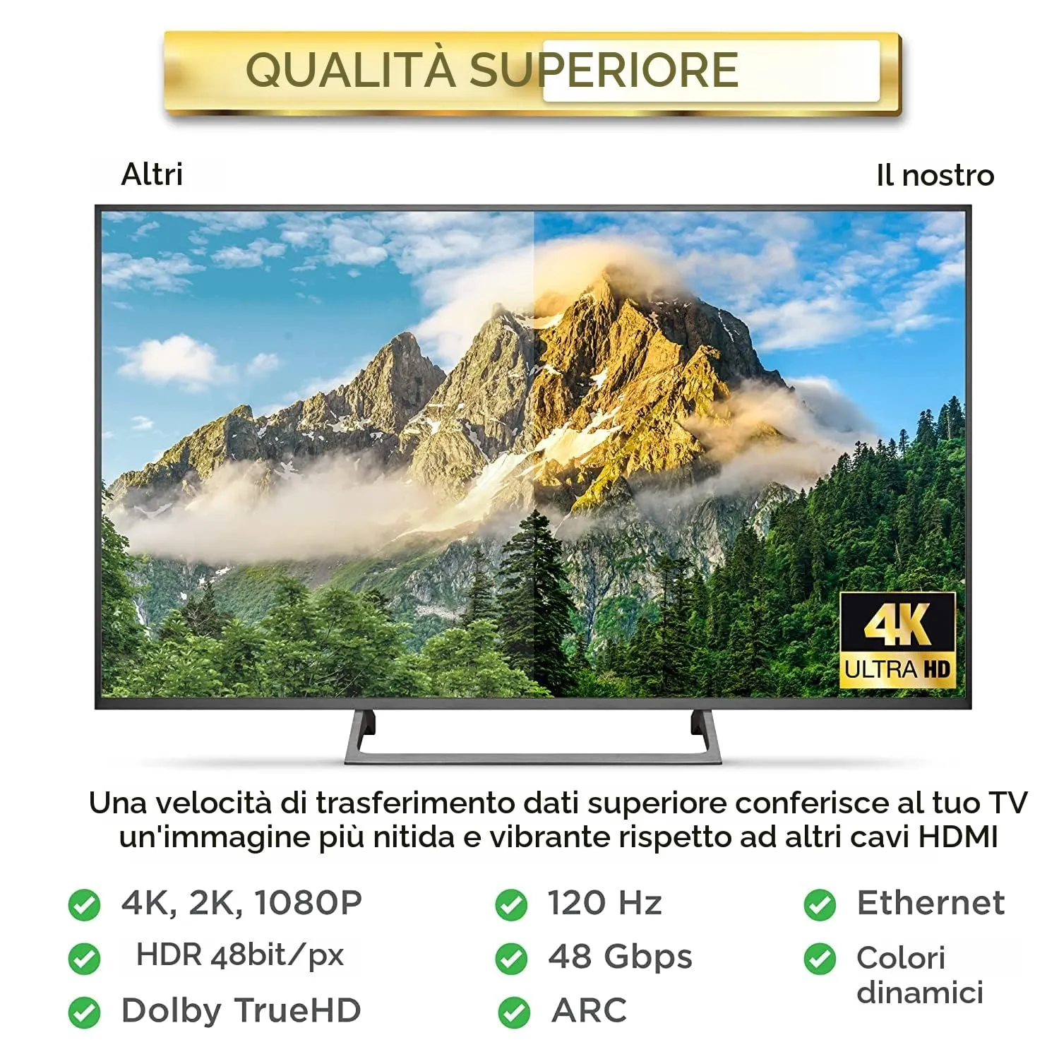 PowerBear Cavo HDMI 4K 3 m, Confezione da 2 - immagine 4