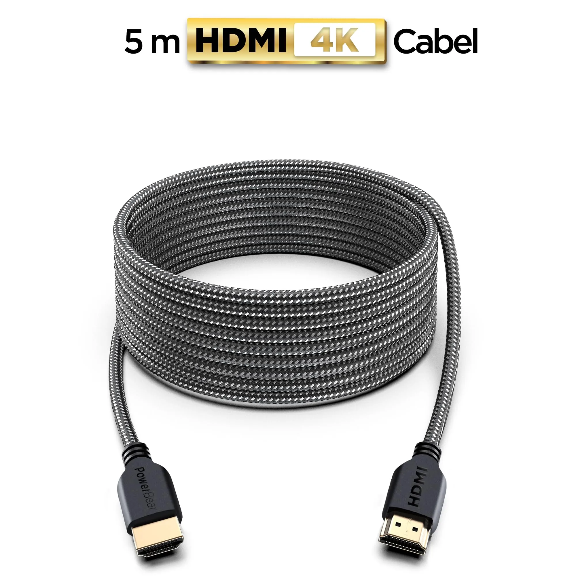 PowerBear Cavo HDMI 4K 5m, Nylon Intrecciato, 60 Hz, Ultra HD, ARC e CL3 - immagine 2