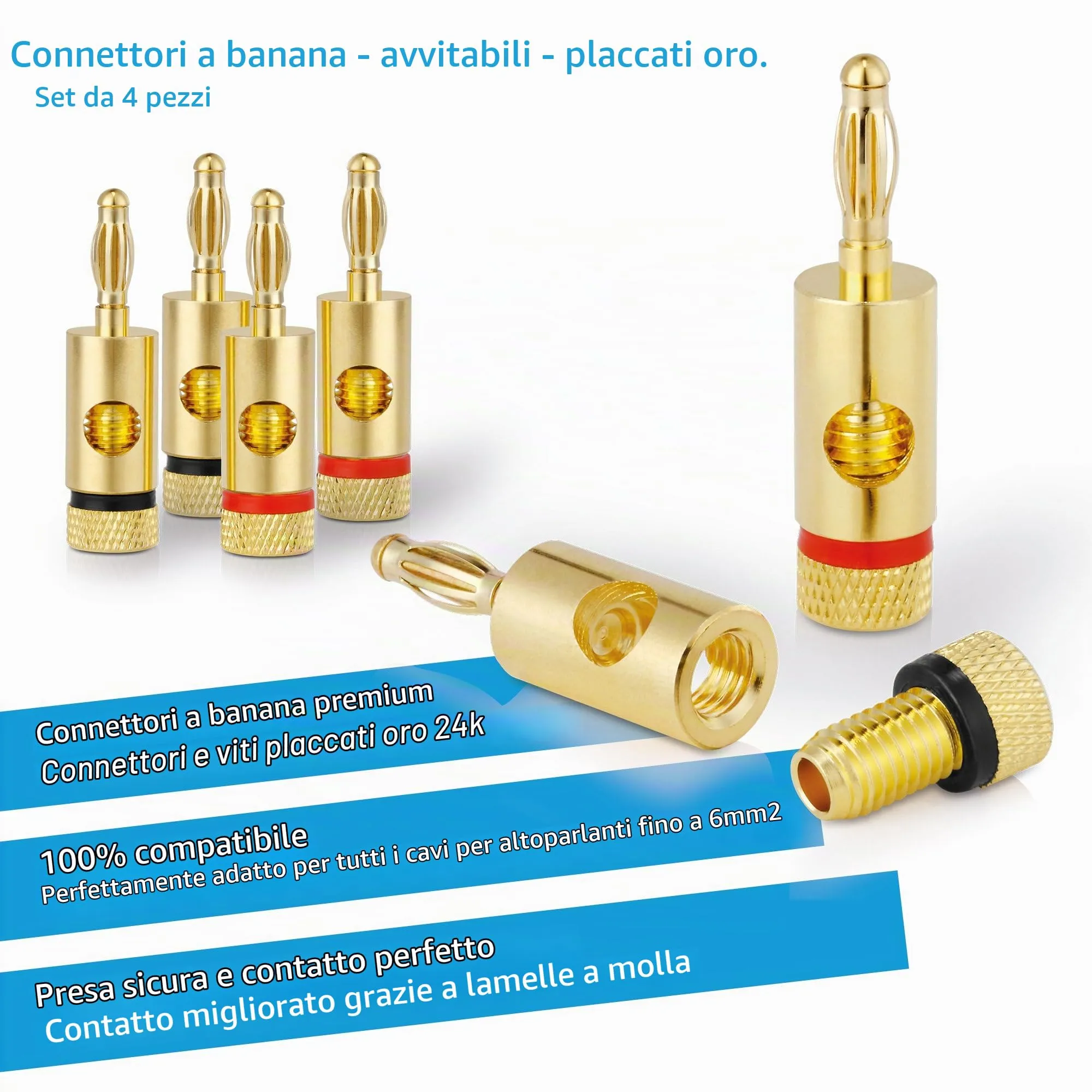 PureLink SP060-015 Cavo per diffusori 2x2,5 mm² OFC, 15m, trasparente, set con 4 spine a banana - immagine 9