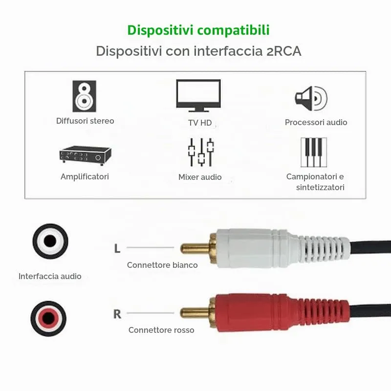 CABLEPELADO Cavo Stereo Jack 3.5mm a 2 RCA, 3 Metri - immagine 4
