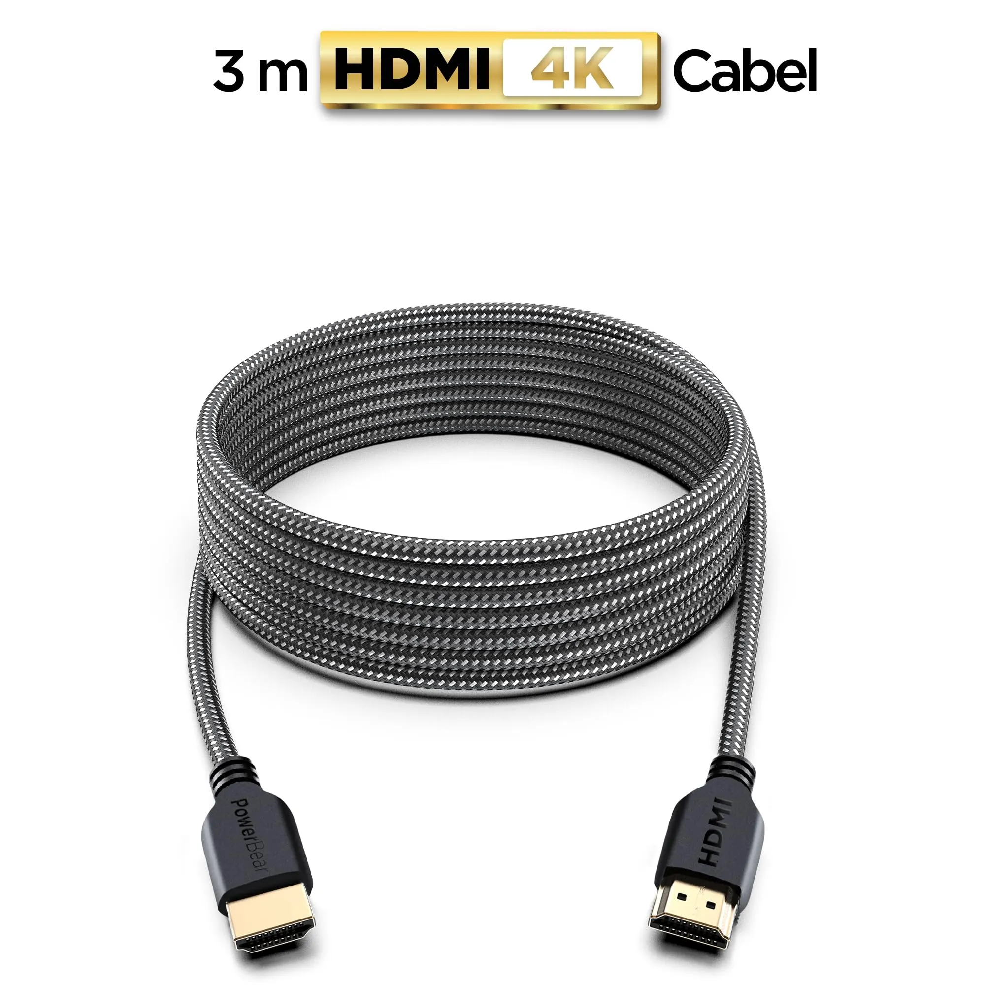 PowerBear Cavo HDMI 4K, 3 m, Alta Velocità, Ultra HD, 60 Hz, ARC, Nylon Intrecciato - immagine 2