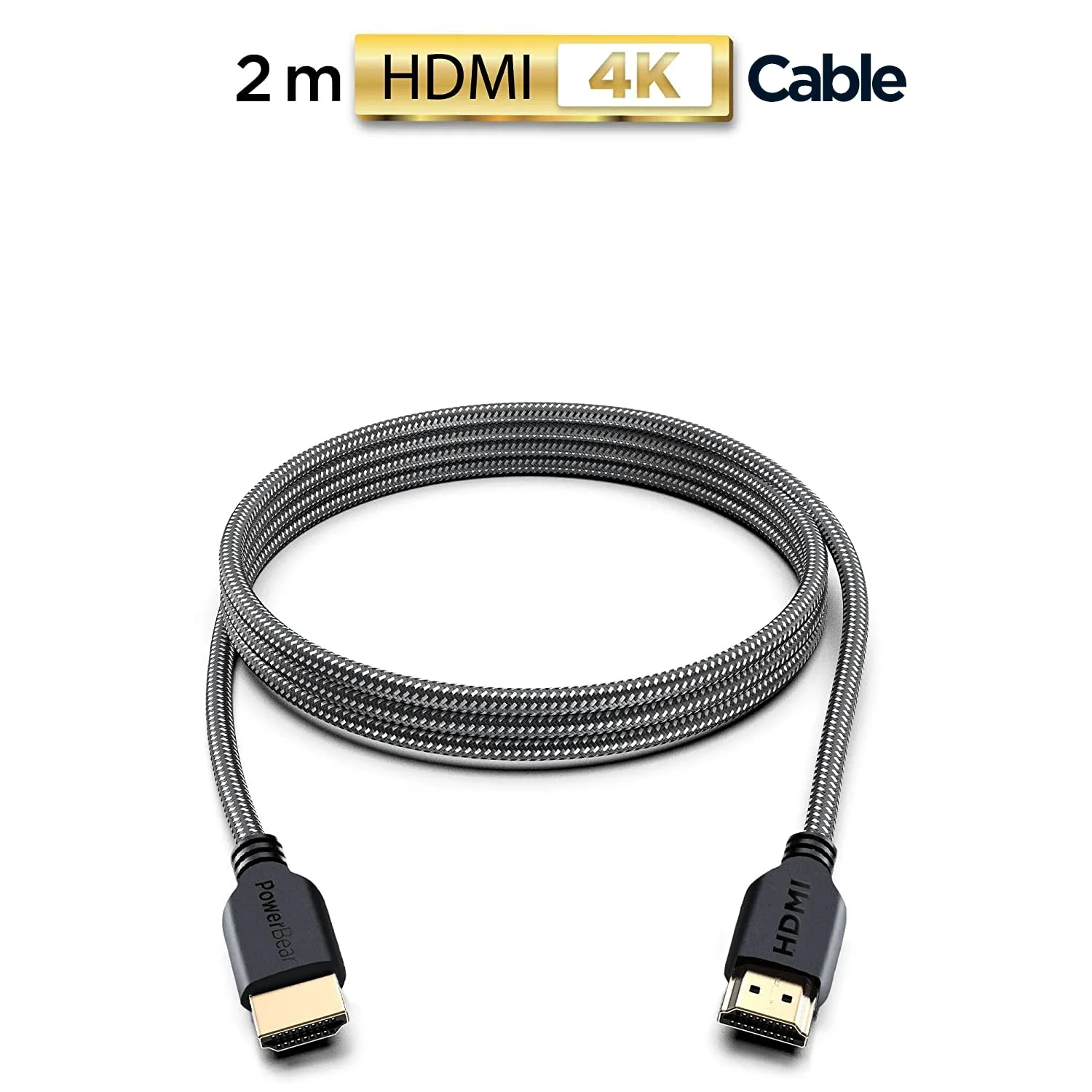 PowerBear Cavo HDMI 4K, 2 m, Alta Velocità, Nylon Intrecciato, 60 Hz, Ultra HD, ARC e CL3 - immagine 2