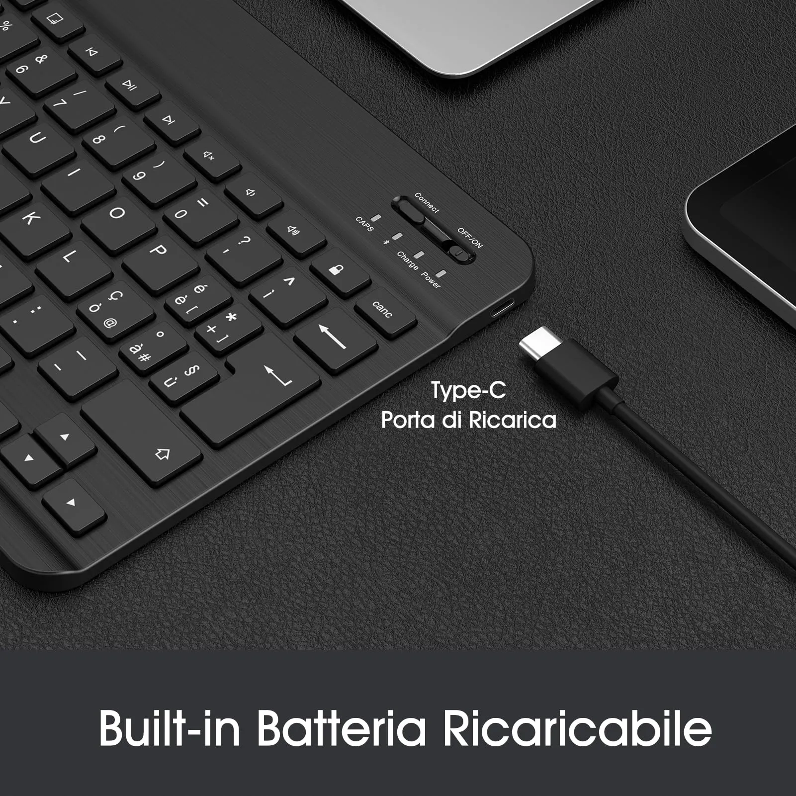 FINTIE 10" Wireless Bluetooth Keyboard for iPad and Android Tablets - immagine 3