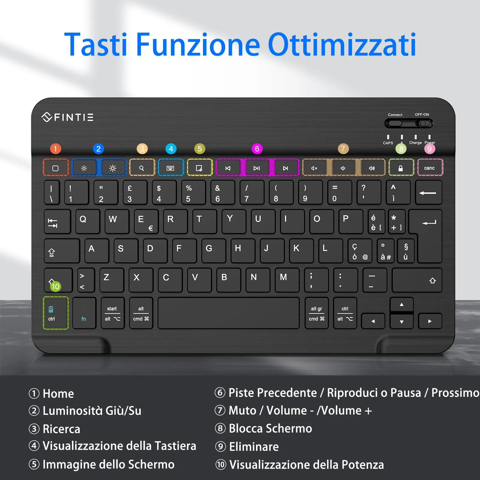 FINTIE 10" Wireless Bluetooth Keyboard for iPad and Android Tablets - immagine 4