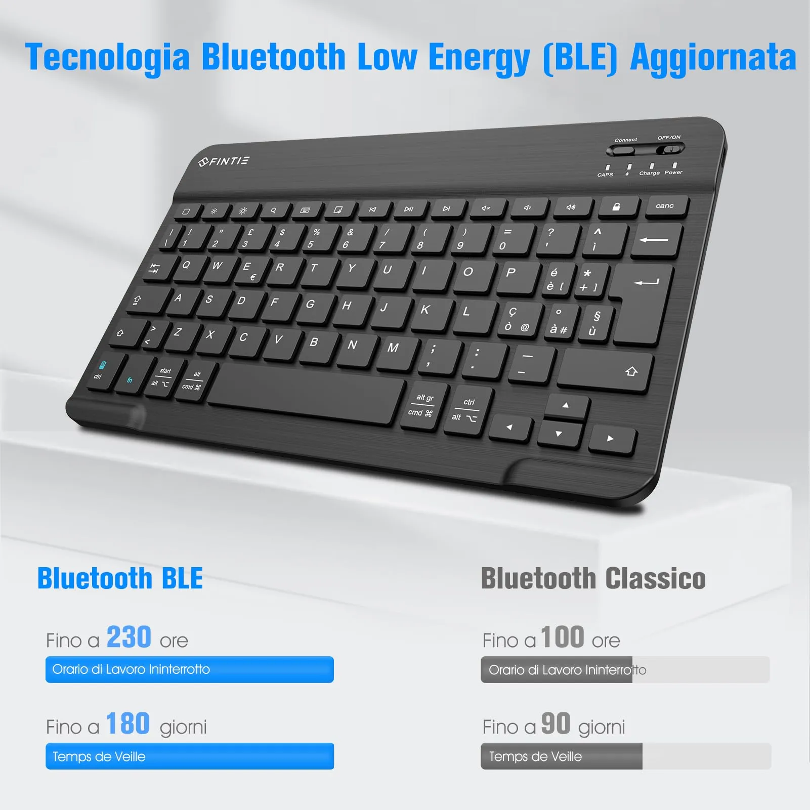 FINTIE 10" Wireless Bluetooth Keyboard for iPad and Android Tablets - immagine 6