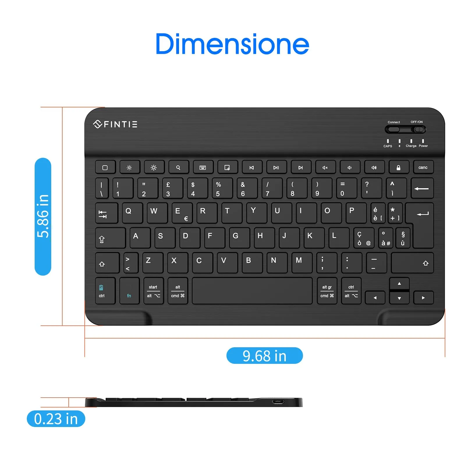FINTIE 10" Wireless Bluetooth Keyboard for iPad and Android Tablets - immagine 8