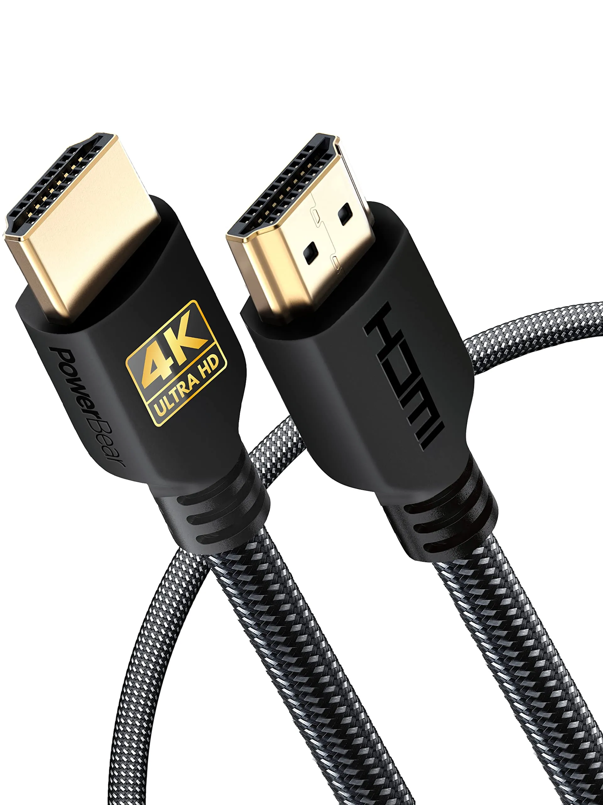 PowerBear Cavo HDMI 4K, 1 m, Confezione da 2, Nylon Intrecciato, 60 Hz, Ultra HD, ARC e CL3 - immagine 1