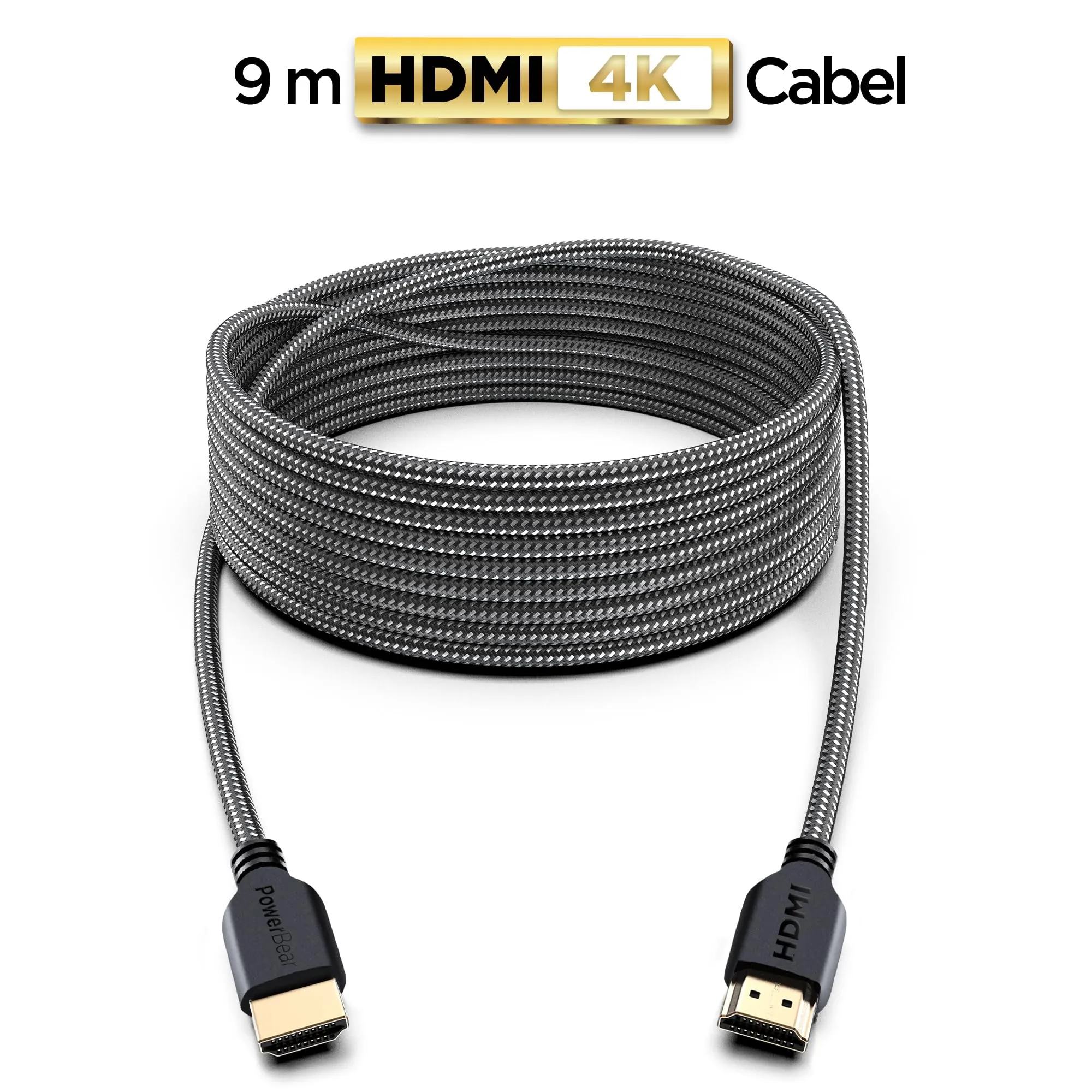 PowerBear Cavo HDMI 4K, 9 m, Nylon Intrecciato, 60 Hz, Ultra HD, ARC e CL3 - immagine 2