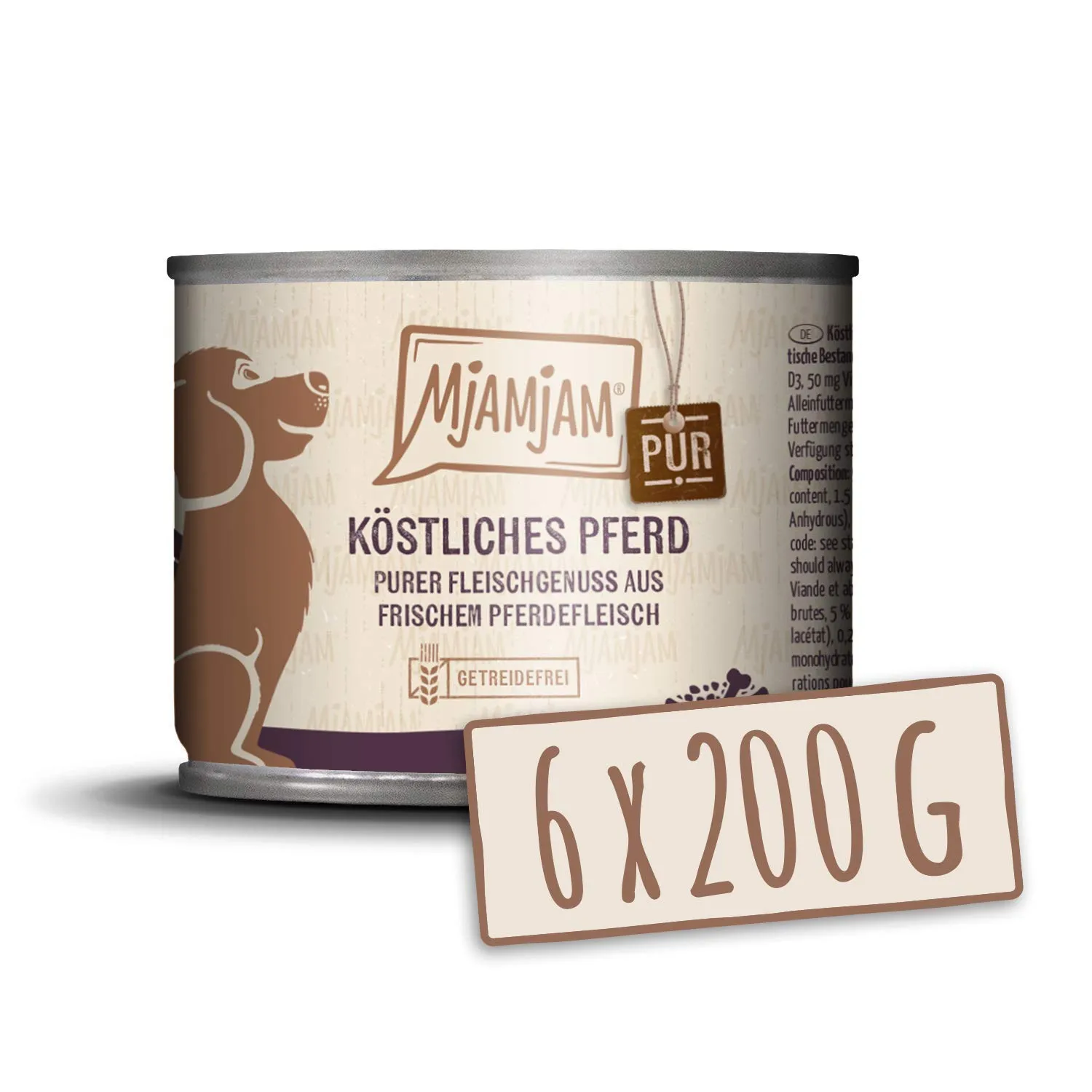MjAMjAM Cibo Umido Premium per Cani, Pure Meat Enjoyment Horse, senza cereali, 6 x 200 g - immagine 1