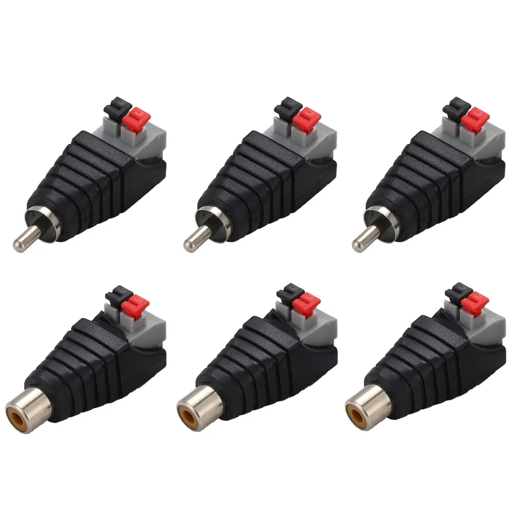 Greluma Adattatore Cavo RCA a Terminale a Vite Maschio e Femmina per Subwoofer Phono AV CCTV, 6 Pezzi - immagine 1