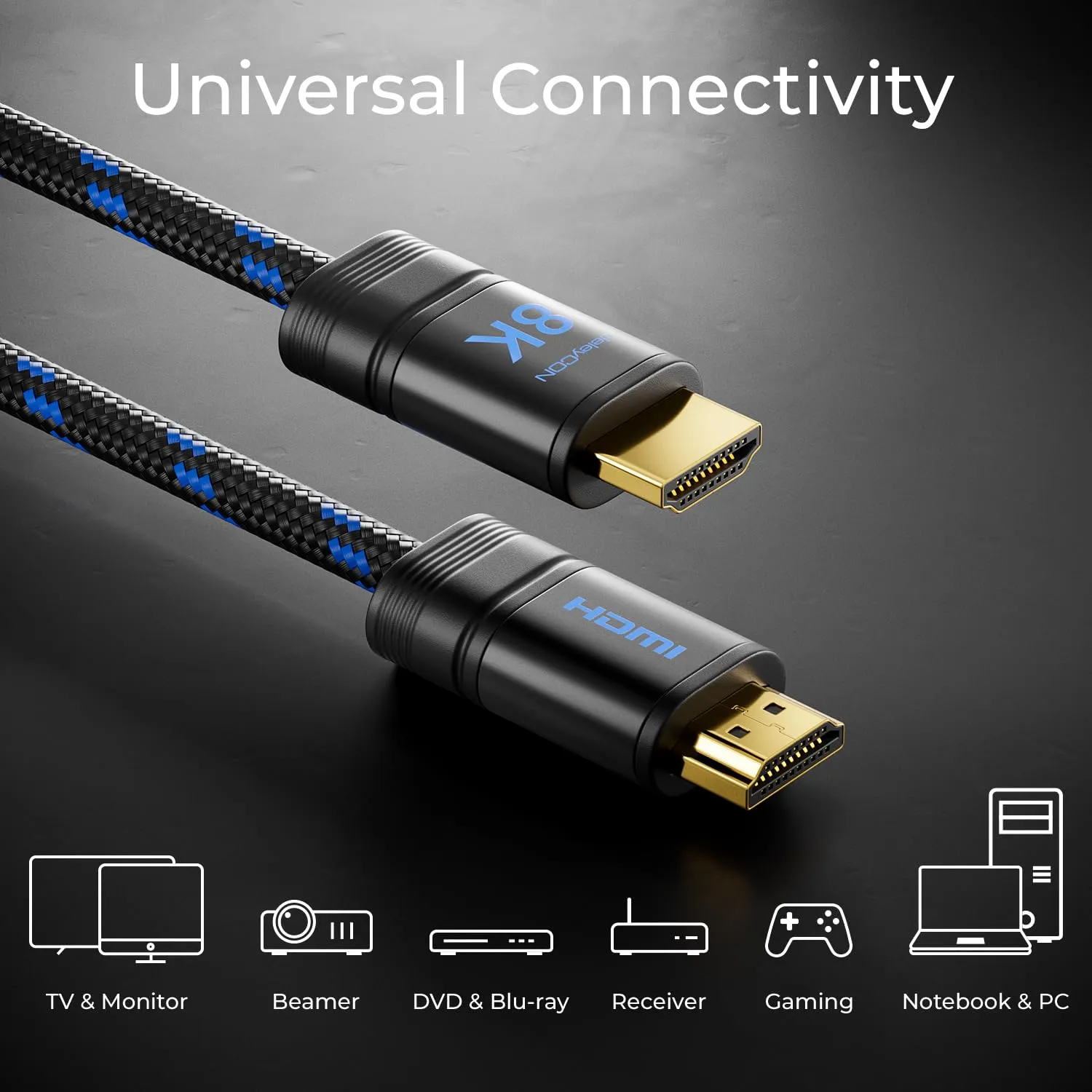deleyCON Cavo HDMI 2.1b 8K Ultra High Speed Certificato 3,0m - immagine 7