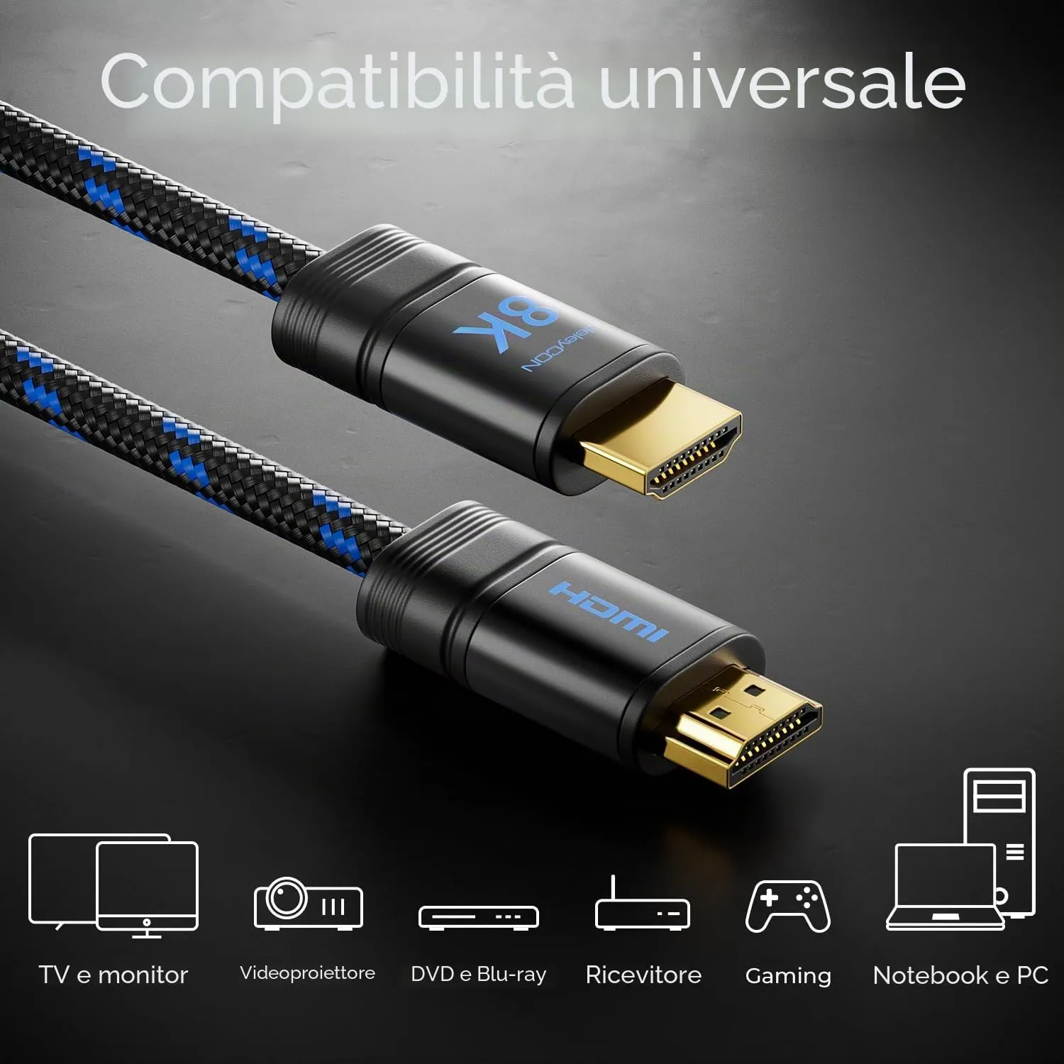 deleyCON Cavo HDMI 2.1b 8K Ultra High Speed 2m - immagine 7