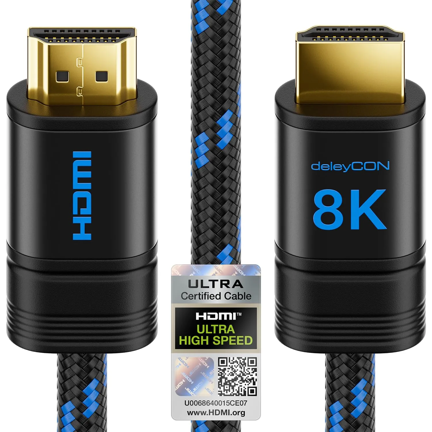deleyCON Cavo HDMI 2.1b 8K Ultra High Speed Certificato, 1m, Nero - immagine 1