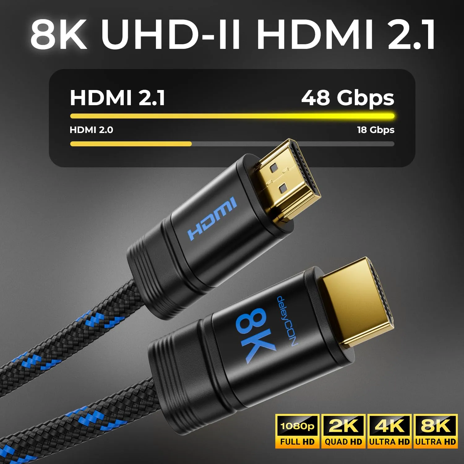 deleyCON Cavo HDMI 2.1b 8K Ultra High Speed 0,5m - immagine 2