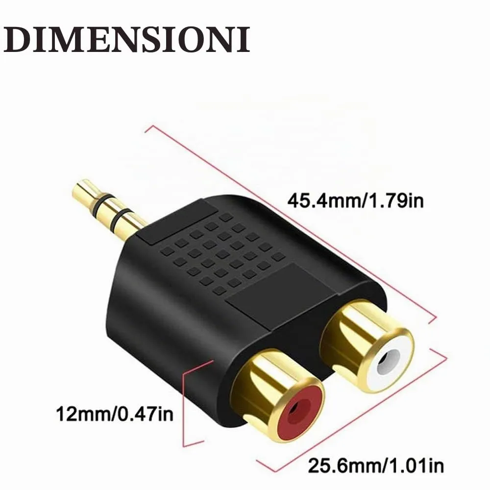 Greluma Adattatore Audio Stereo da 3,5 mm a Doppio RCA, Maschio a Femmina (4 Pezzi) - immagine 2