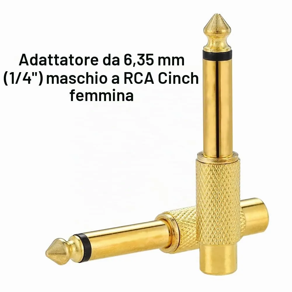 Greluma Adattatore Audio Maschio-Femmina 6,35 mm a RCA, 8 Pezzi - immagine 2