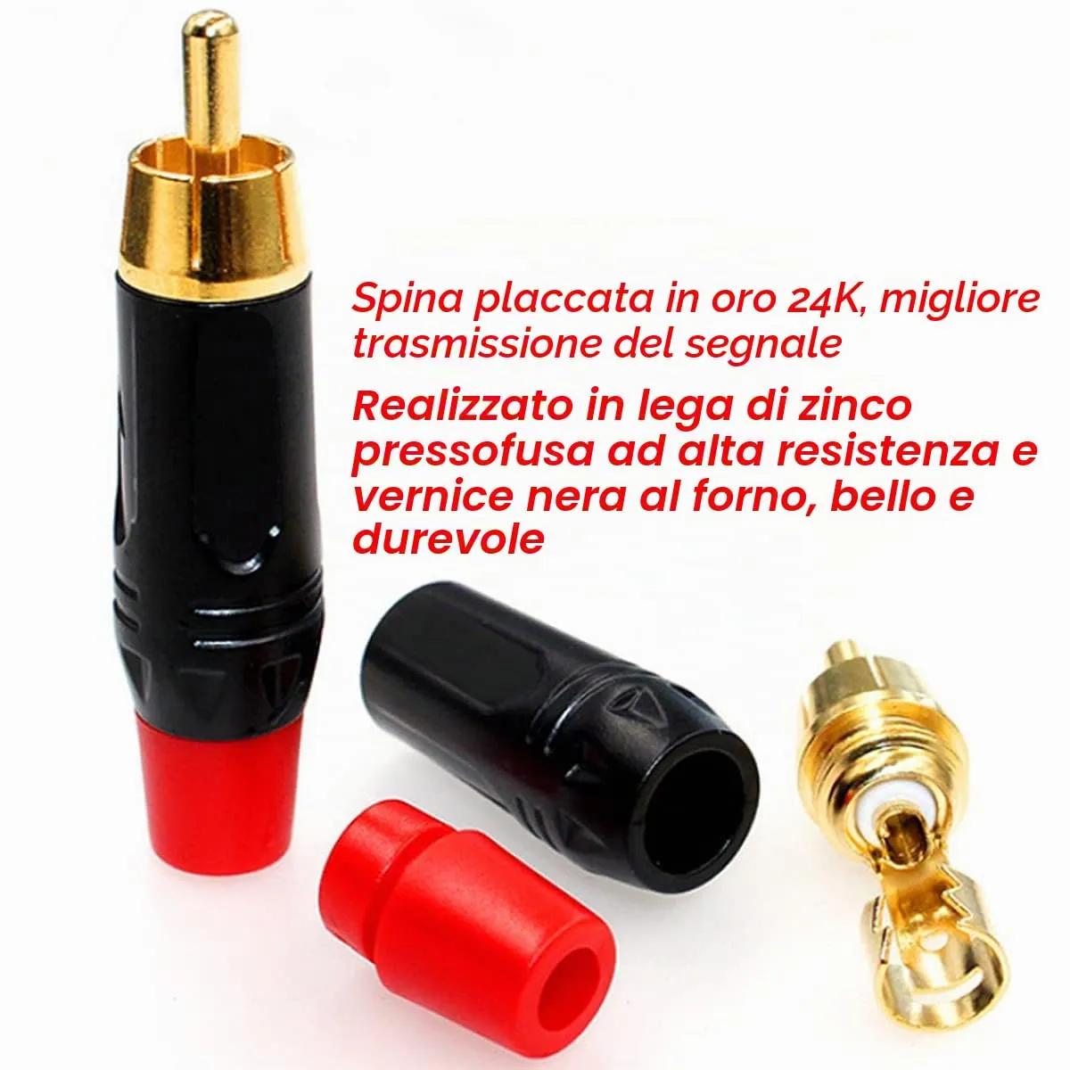 Greluma 6 pz Spine Maschio RCA a Saldare Placcate in Oro ZL156LUM - immagine 4