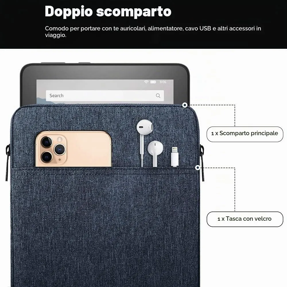TiMOVO Custodia per Tablet 8-9 Pollici con Tasche, Grigio Siderale - immagine 3