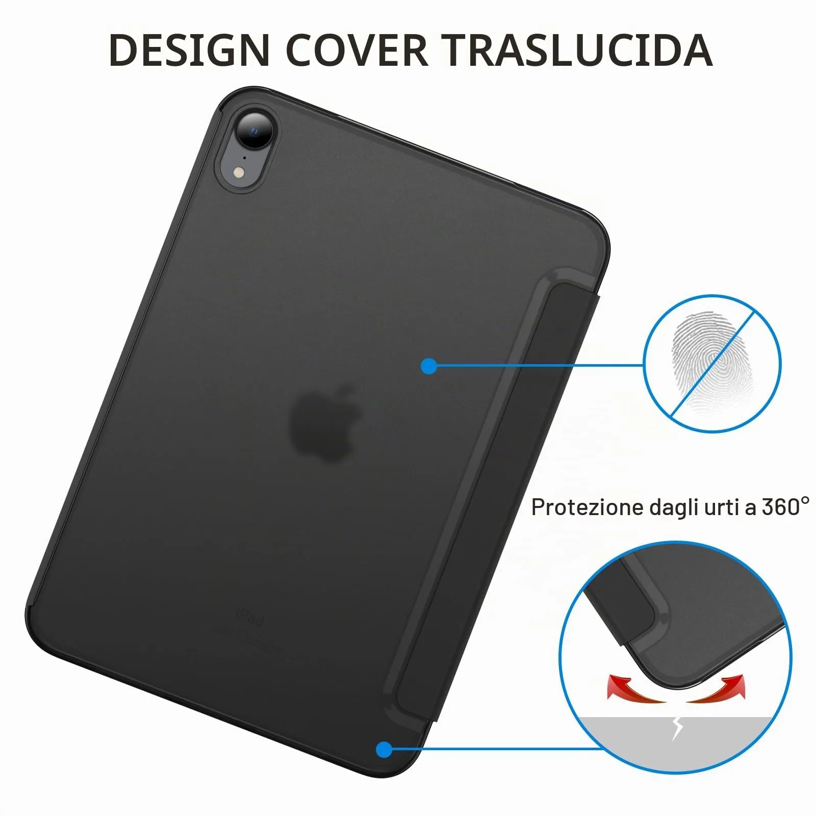 JETech Custodia per iPad mini A17 Pro/6ª Gen, Nero - immagine 5