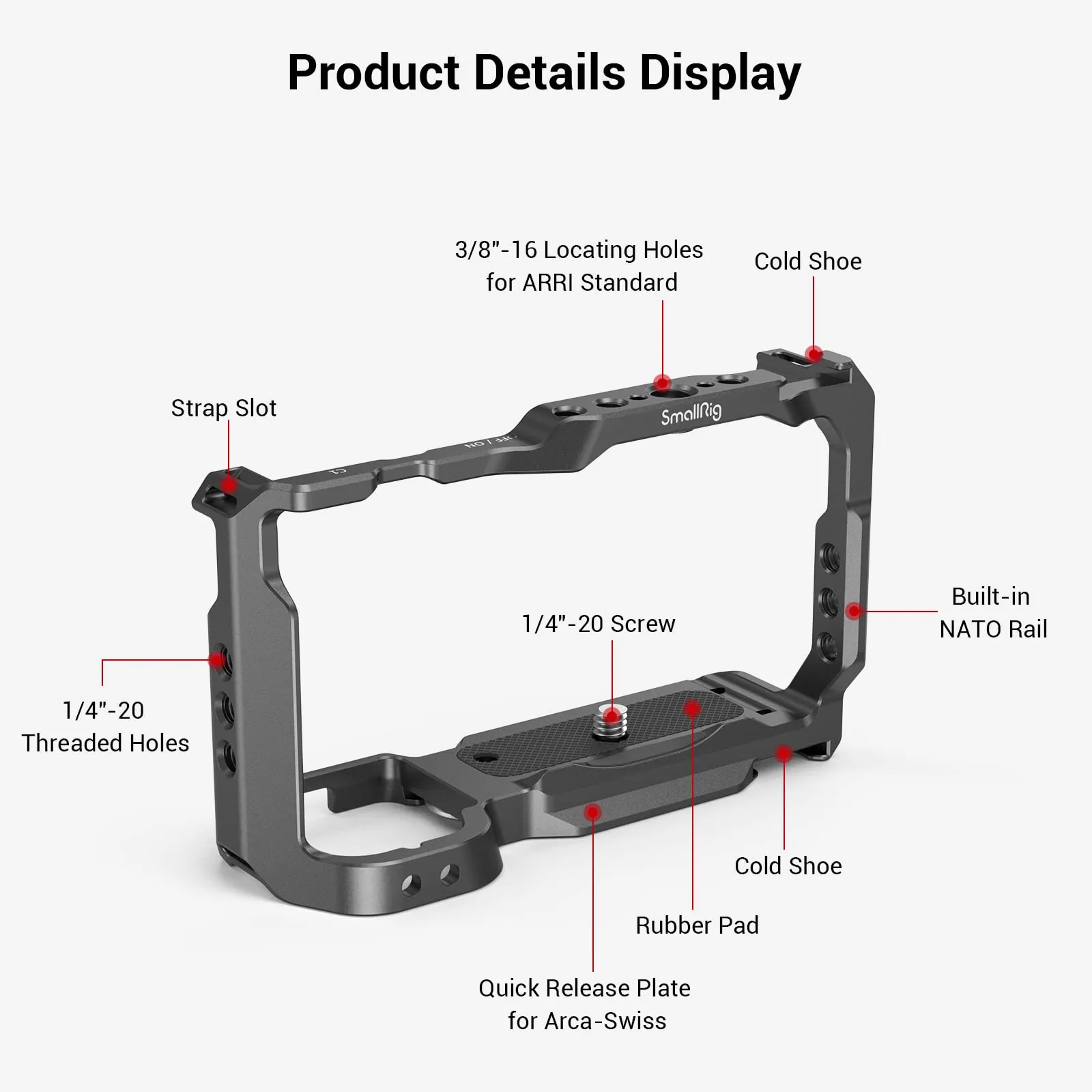 SmallRig Cage with Integrated Arca-Swiss Quick Release Plate and Cold Shoe for Sony ZV-E10 (3531) - immagine 2