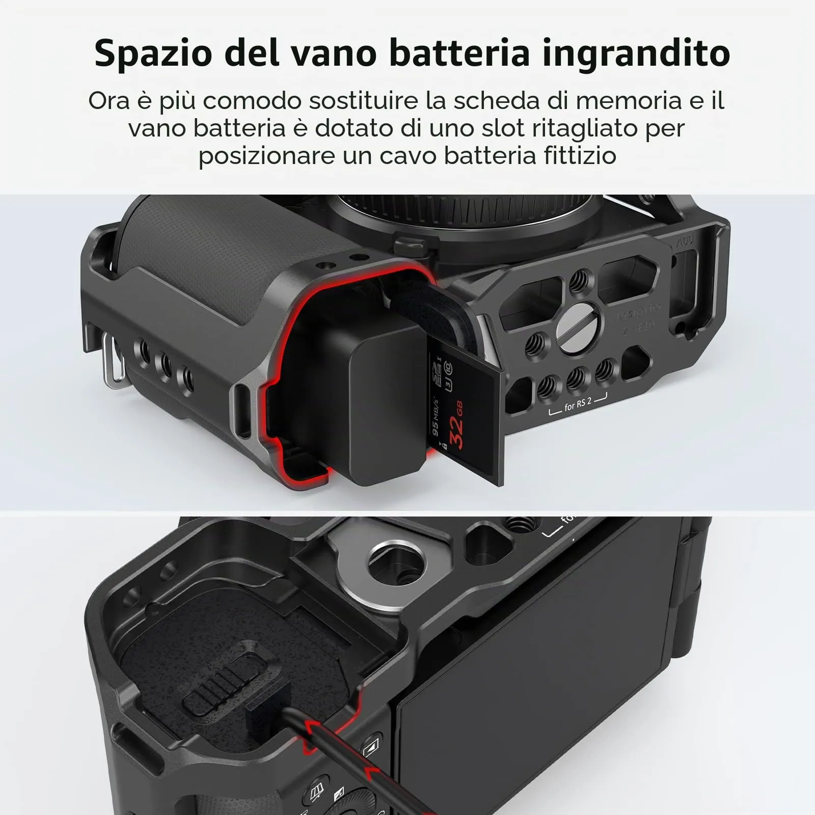 SmallRig Cage with Integrated Arca-Swiss Quick Release Plate and Cold Shoe for Sony ZV-E10 (3531) - immagine 4