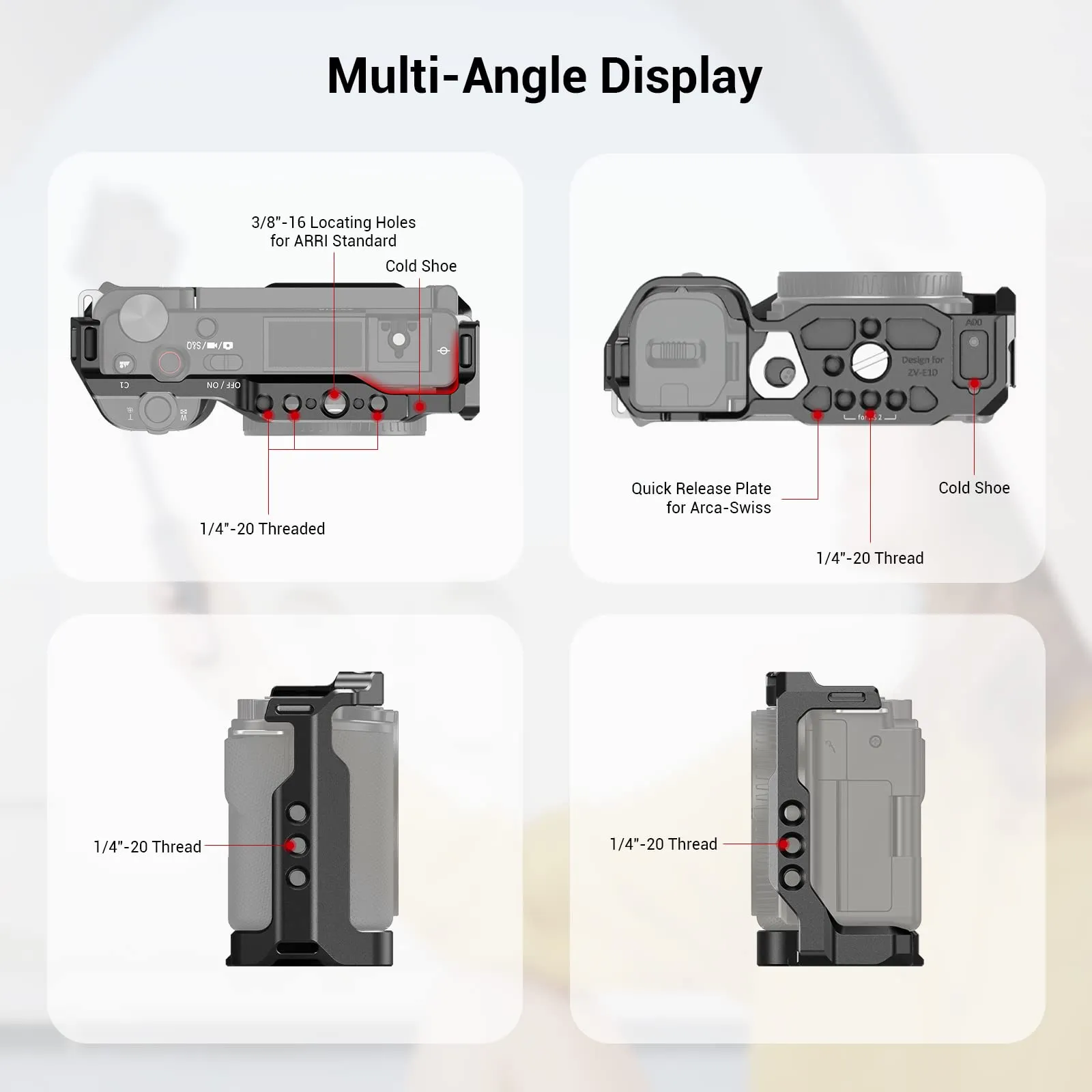 SmallRig Cage with Integrated Arca-Swiss Quick Release Plate and Cold Shoe for Sony ZV-E10 (3531) - immagine 5