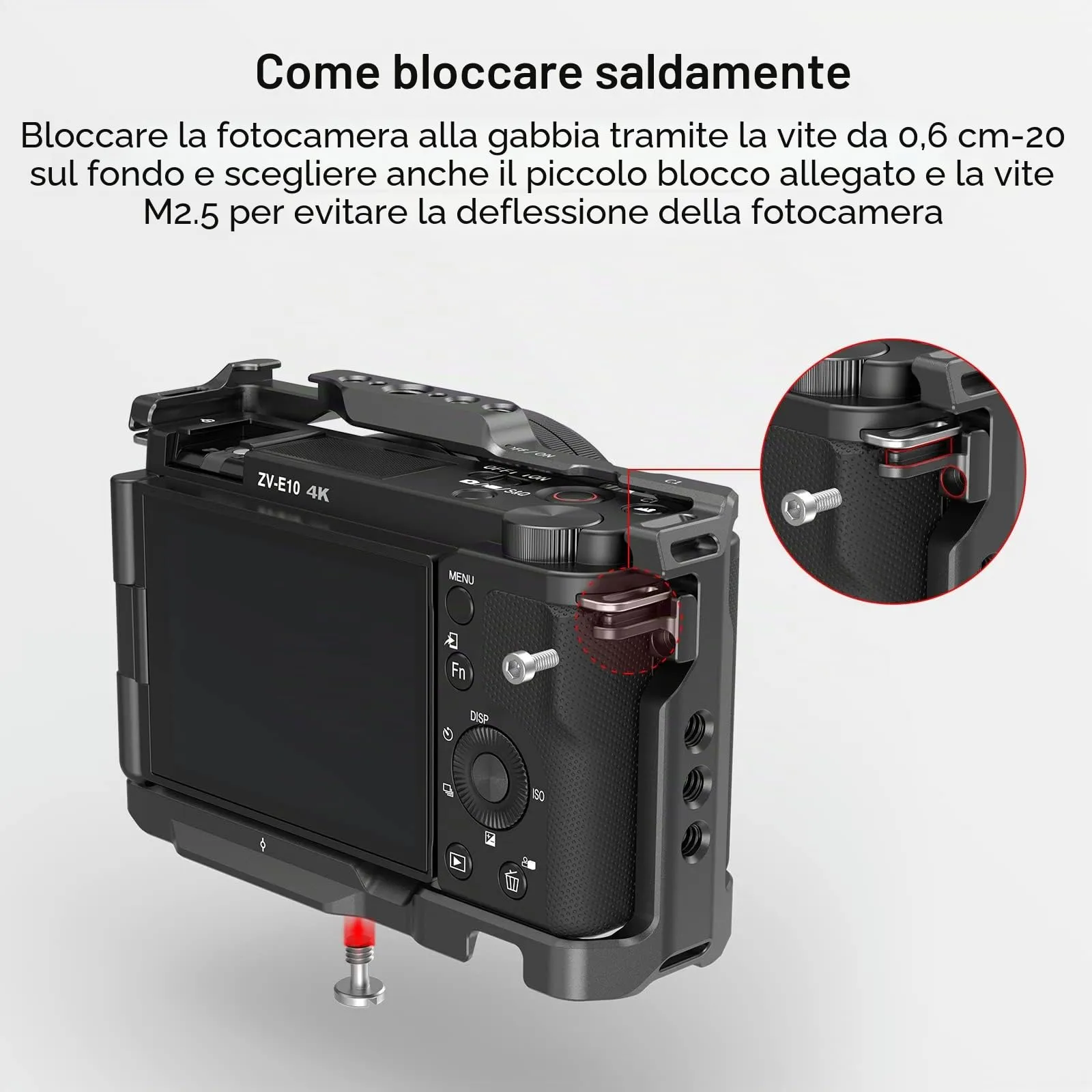 SmallRig Cage with Integrated Arca-Swiss Quick Release Plate and Cold Shoe for Sony ZV-E10 (3531) - immagine 6