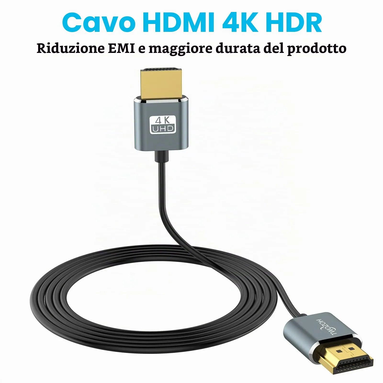 Twozoh Cavo HDMI 2.0 Ultra Sottile 5m 4K 60Hz 2160p 1080p - immagine 5