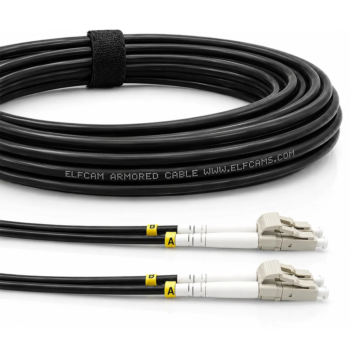 Elfcam Cavo in Fibra Ottica Armato LC/UPC a LC/UPC OM3 Multimode Duplex 50/125um Nero 10M - immagine 1