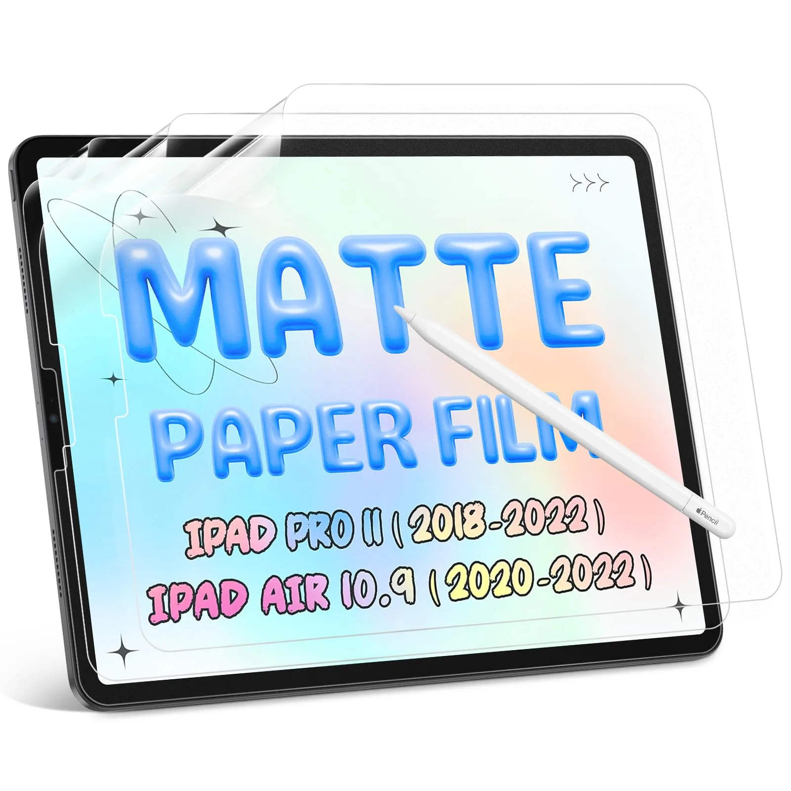 Protescreen Pellicola di Carta Opaca per iPad Pro 11 (2018-2022), iPad Air 5 (2022) e iPad Air 4 (2020) 10,9 pollici, Confezione da 3 pezzi - immagine 1