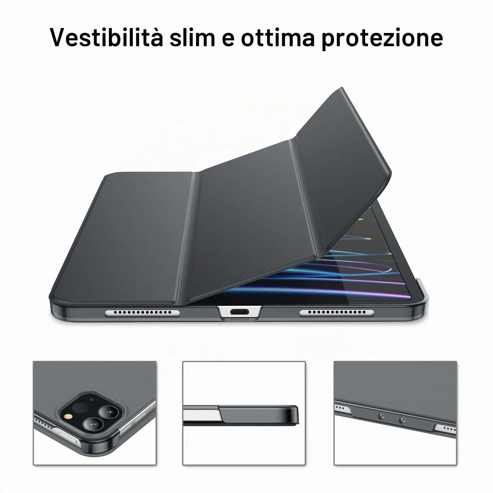 JETech Custodia per iPad Pro 11" (2018-2022), Grigio Scuro - immagine 3