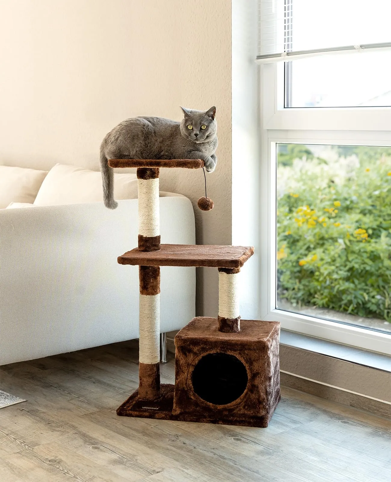 lionto Tiragraffi con Grotta e Colonne, 3 Livelli, 85 cm, Marrone - immagine 2